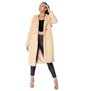 Longline Borg Teddy Coat Camel NWT. Sizes are in US Sizes. Imported from UK.